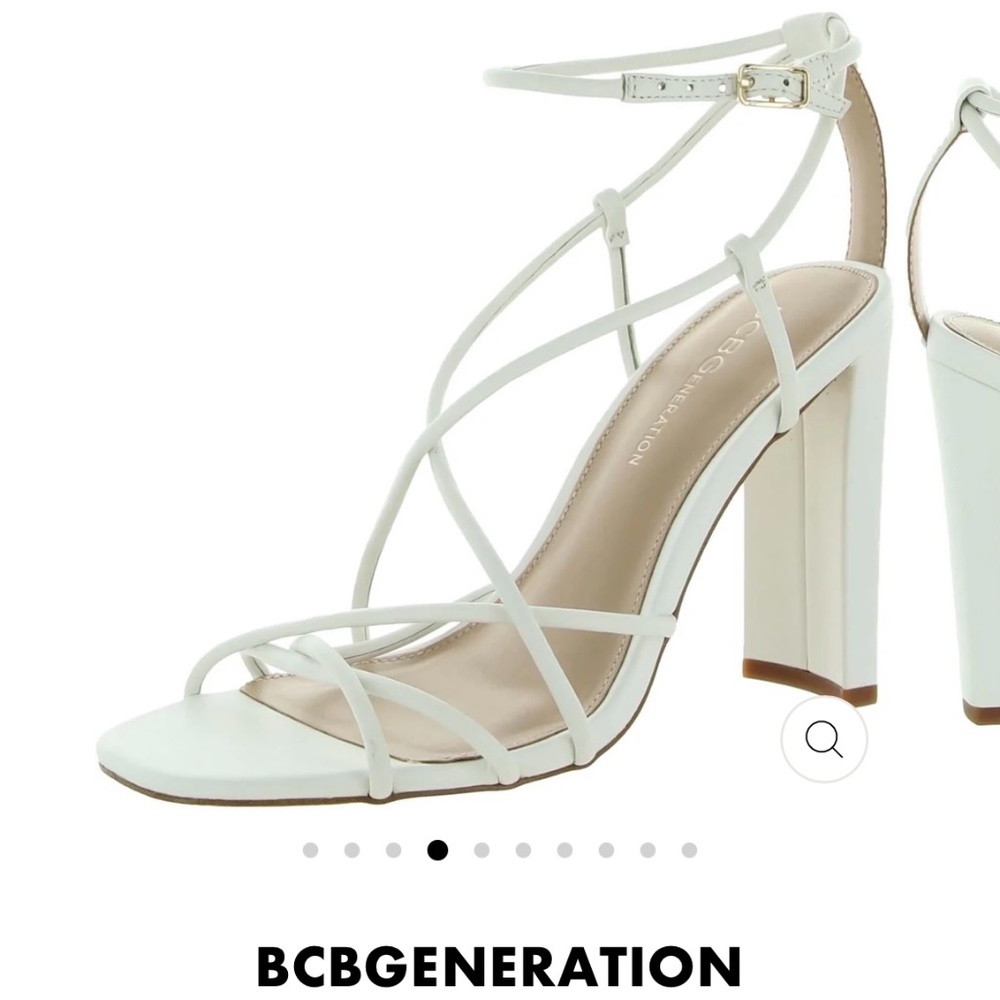 BCBG Strappy White Heel Sandals